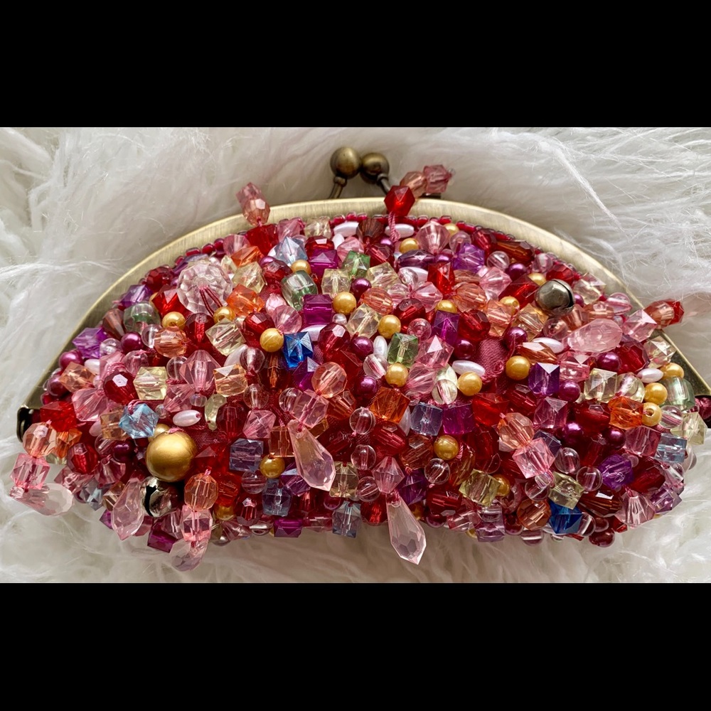 Beaded Vintage Clutch with Velvet Back